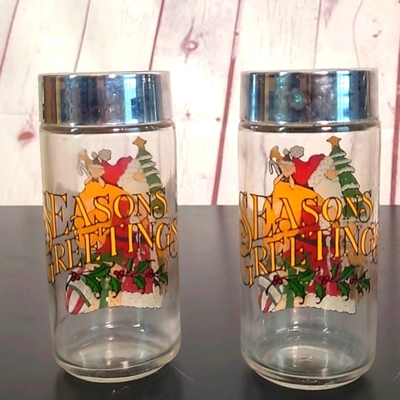 Vintage 80s Painted Glass Holiday Christmas Santa Claus Salt & Pepper Shakers - Picture 9 of 12